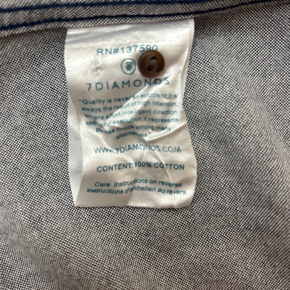 7 DIAMONDS Premium Shirt Men's XXL Gray Long‎ Sleeve Button Up Flip Cuff - Picture 5 of 9